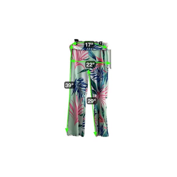 Reel Legends Womens Tropical Print Palazzo Pants L Polyester/Spandex - Picture 2 of 11